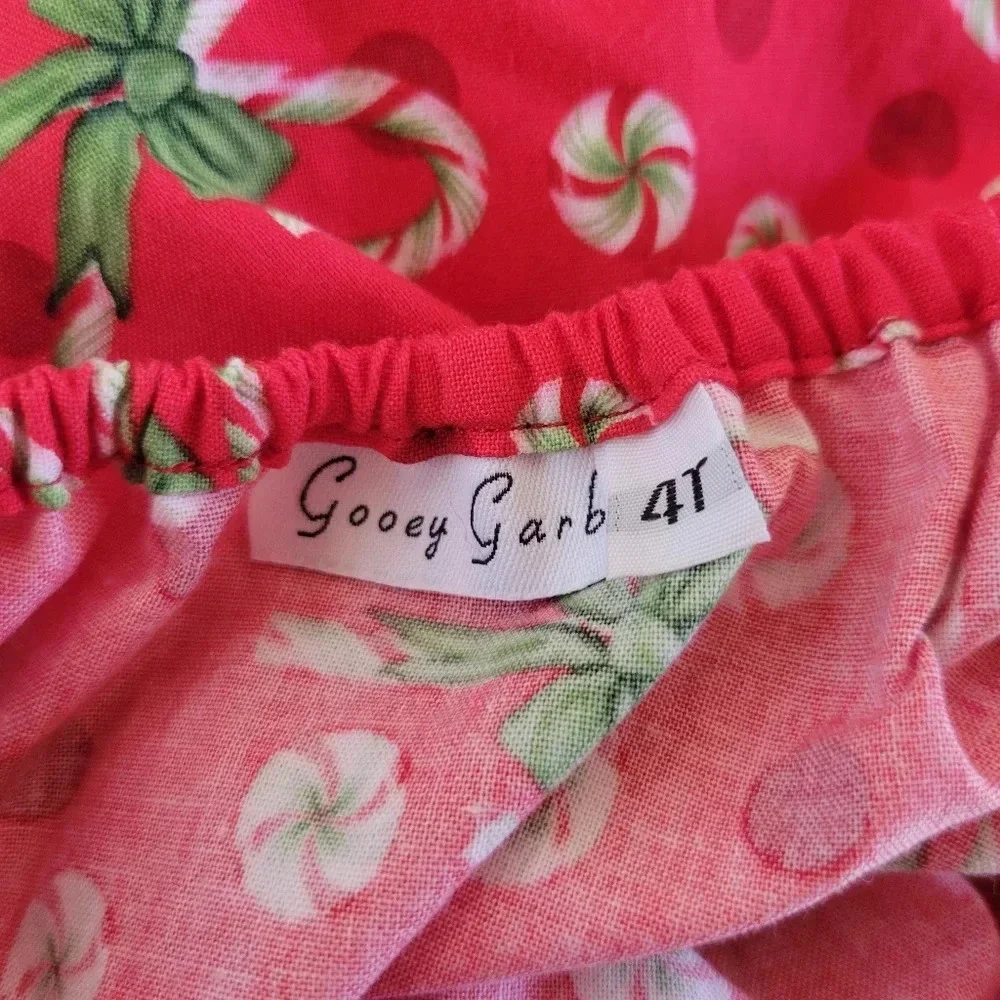 Handmade Boutique-style Girl's 4T Christmas Dress, Red, Candycane Peppermint